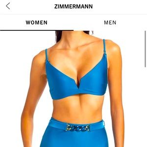 Zimmerman August Plunge Undewire Bikini Top-teal- size 1 & bottom- size 0